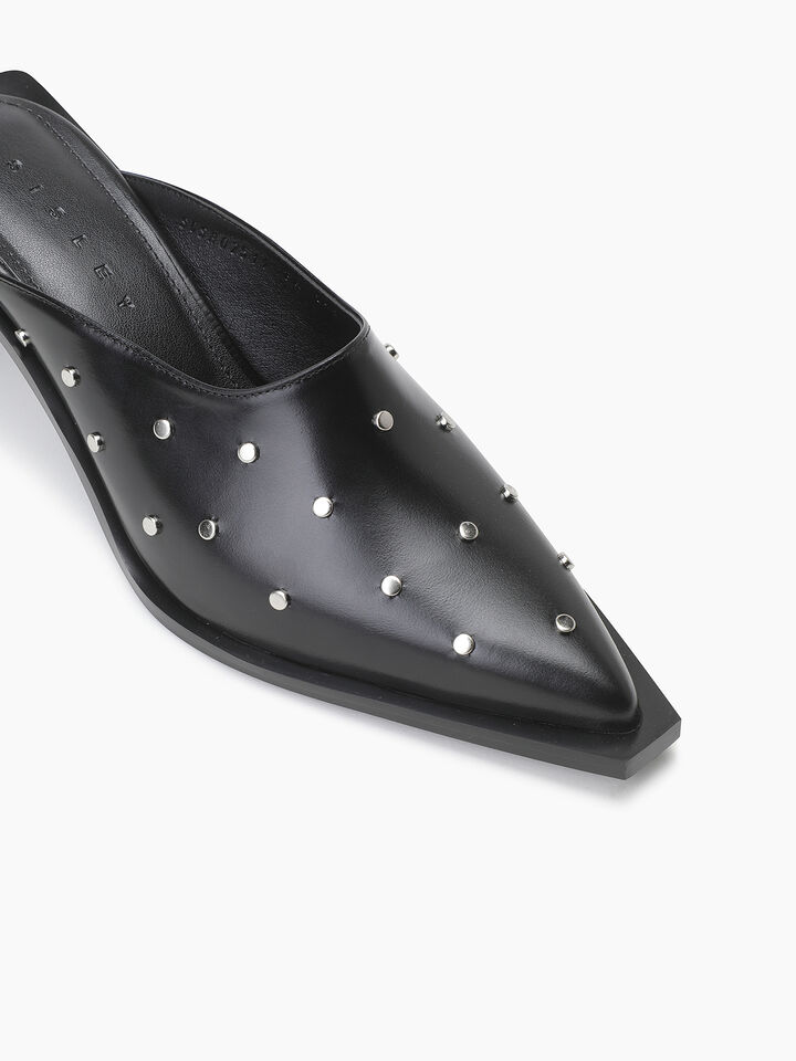 Black leather mules with studs - null - Schwarz | Sisley K image number 5
